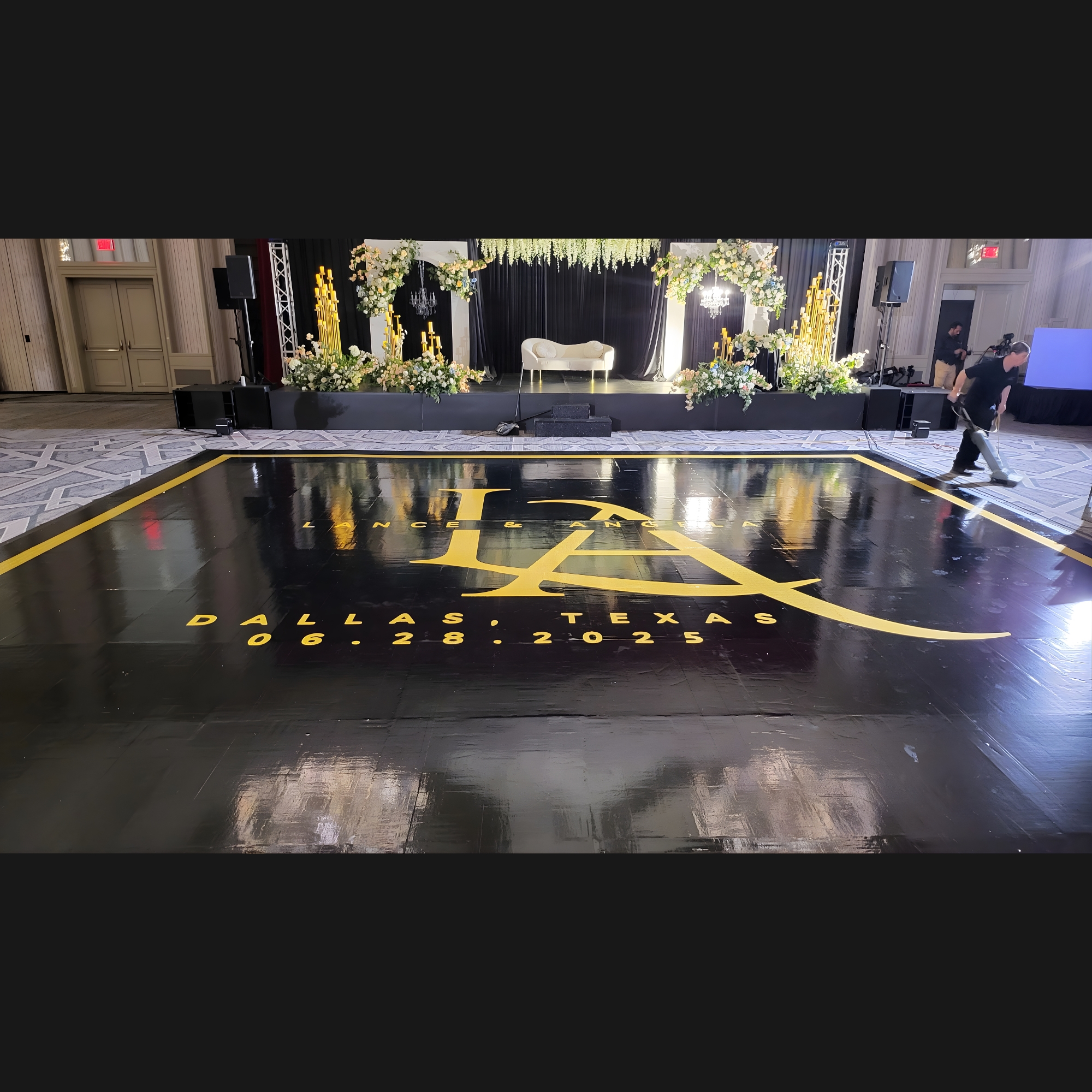 Custom Gloss Black and Gold Shimmer Dancefloor Vinyl Wrap